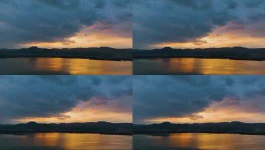 4K航拍昆明市滇池大观公园湿地夕阳3高清在线视频素材下载