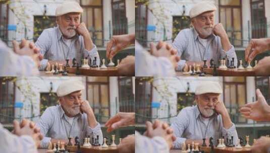 下棋的老人高清在线视频素材下载