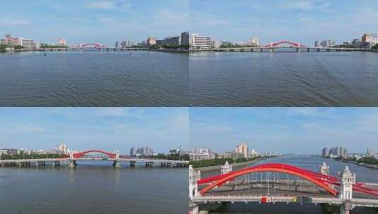 广东开平潭江大桥航拍高清在线视频素材下载