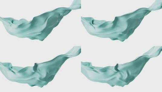 流动的带Alpha通道的绿色布料3D渲染高清在线视频素材下载