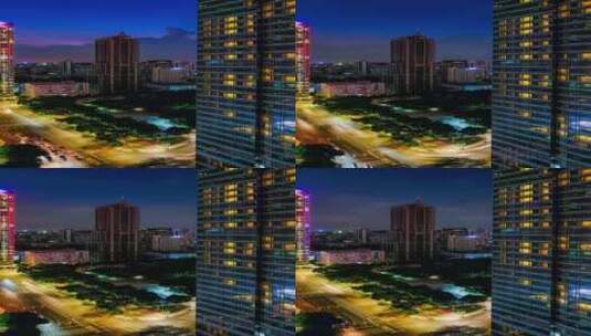 广州城市道路车流灯轨与夕阳晚霞延时风光高清在线视频素材下载