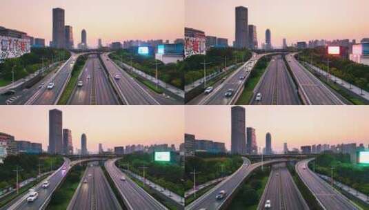 城市内高架桥立交桥航拍高清在线视频素材下载