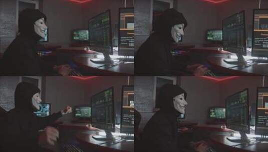 戴着面具的黑客高清在线视频素材下载