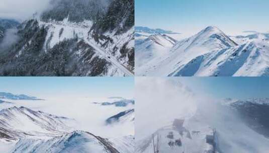 冬季雪山素材合集夹金山航拍高清在线视频素材下载