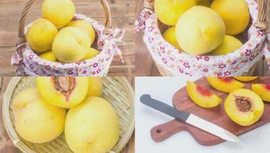 一篮子新鲜水果黄桃4k合集高清在线视频素材下载