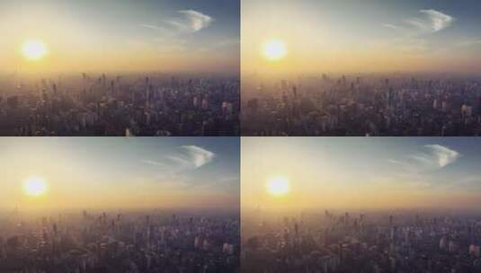 上海日落航拍高清在线视频素材下载