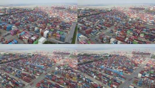 繁华的集装箱大港口经济贸易高清在线视频素材下载
