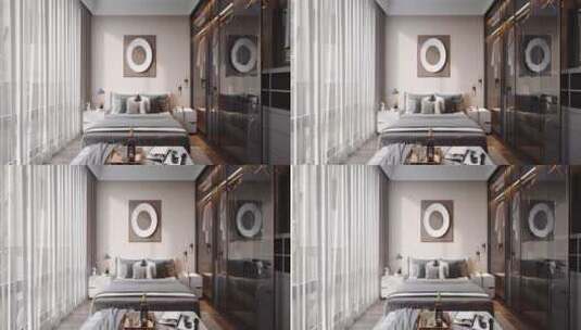 卧室装修样板间三维效果高清在线视频素材下载