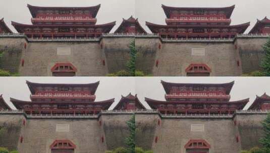 烟雨襄阳古城北街风光高清在线视频素材下载