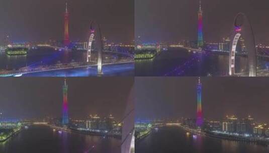 广州塔珠江新中轴线夜空镜头高清在线视频素材下载