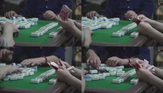 打麻将赌博数钱高清在线视频素材下载