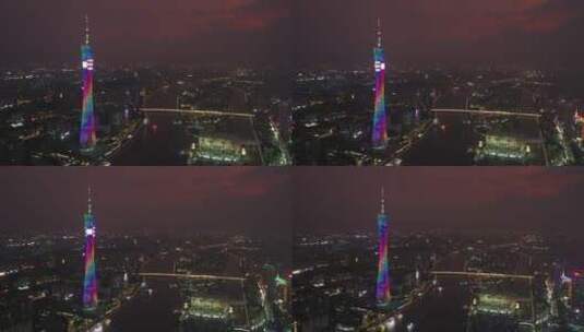广州市中心花城汇航拍夜景高楼大厦高清在线视频素材下载