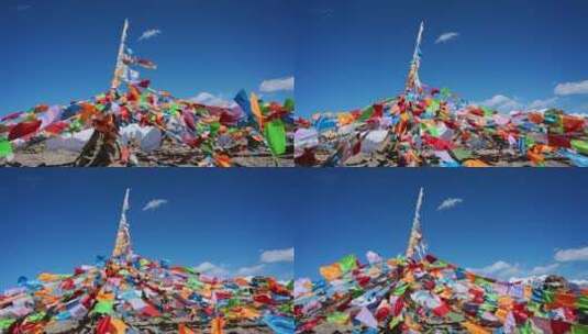 高原上的藏族经幡高清在线视频素材下载