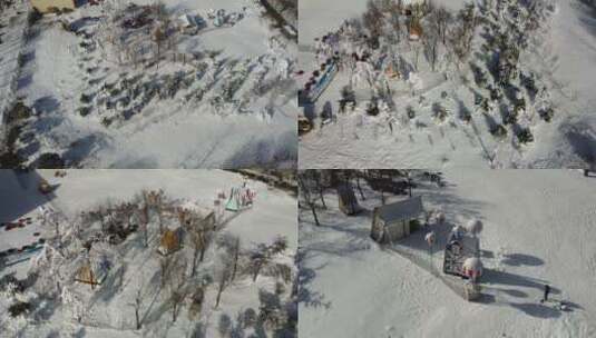 秦岭西府冬季大雪游乐场雪景唯美航拍5高清在线视频素材下载