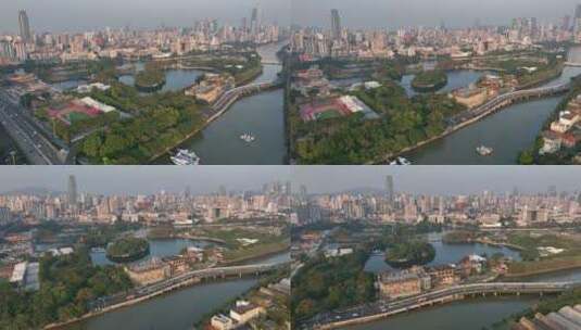 广州东湖公园航拍高清在线视频素材下载