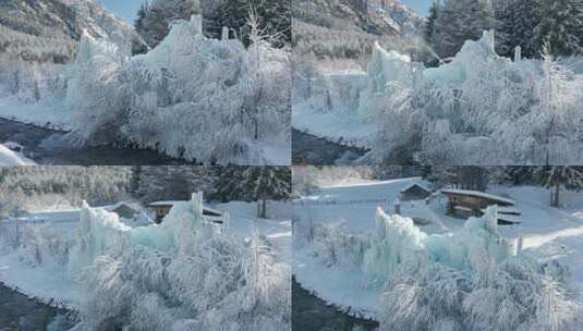 冬季不冻河风光雪景高清在线视频素材下载