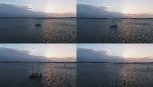 日落时在Bajo Tablazo的帆船高清在线视频素材下载