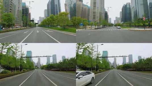 白天杭州市民和路车尾行车空镜高清在线视频素材下载