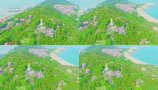 航拍福建莆田湄洲岛5A景区妈祖庙风光拍摄高清在线视频素材下载