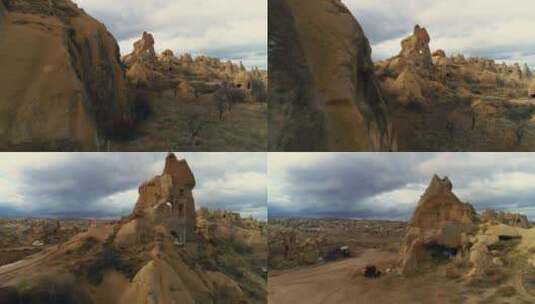 无人机航拍山谷和洞穴高清在线视频素材下载