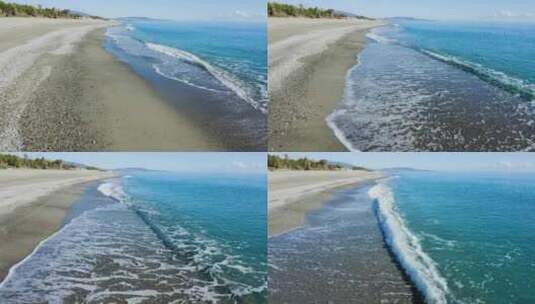 海浪冲刷海滩高清在线视频素材下载