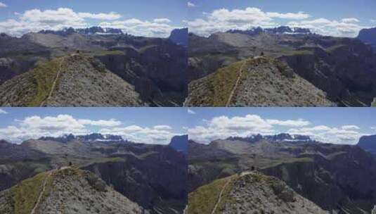 Seceda山峰在Urtijëi，南蒂罗尔，意大利阿尔卑斯山，多洛米蒂，意大利-无人机视图高清在线视频素材下载