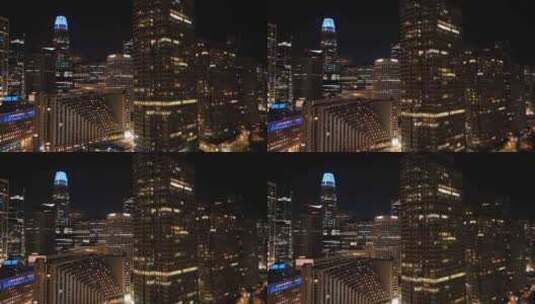 城市航拍加州旧金山市中心摩天大楼夜景灯光高清在线视频素材下载
