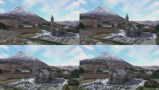 雪山脚下的教堂高清在线视频素材下载