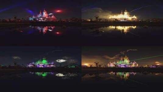 上海迪士尼烟花秀灯光秀高清在线视频素材下载