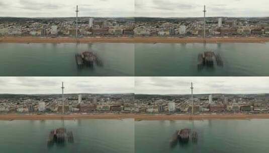 航拍城市码头高清在线视频素材下载