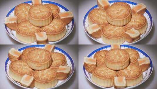 中秋月饼传统中式饼干美食甜点高清在线视频素材下载