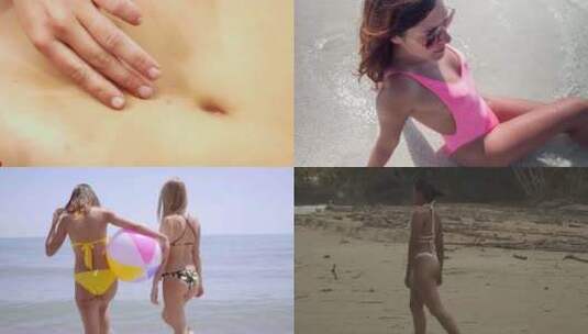 【合集】比基尼 海洋 海滩 美女 玩耍高清在线视频素材下载