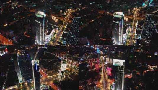昆明广场航拍城市夜景高清在线视频素材下载