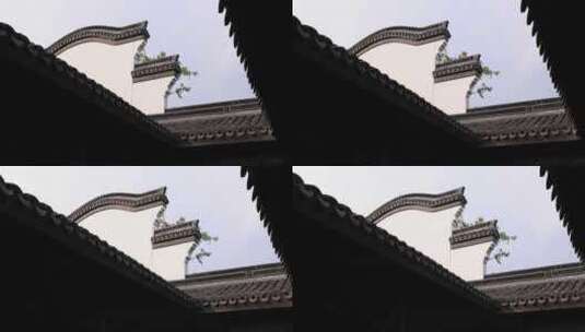 阳光穿过江南水乡乌镇马头墙屋檐高清在线视频素材下载