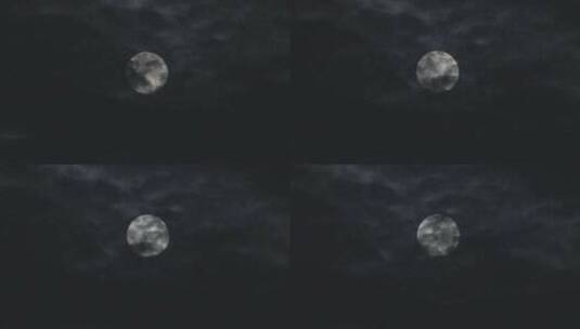 月黑风高夜，乌云遮挡明月高清在线视频素材下载
