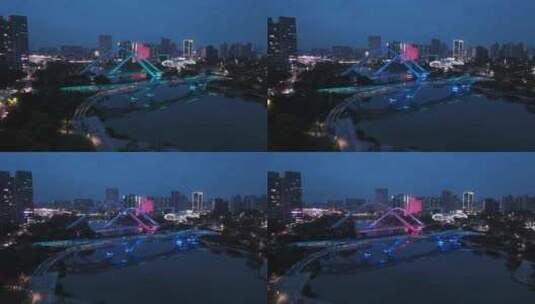 广州南沙市区夜景航拍高清在线视频素材下载