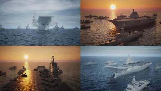 4K国产航母辽宁号舰队高清在线视频素材下载