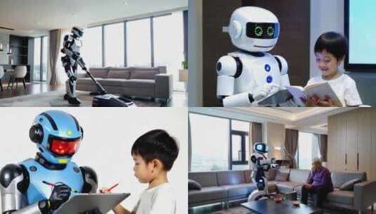 人工智能机器人家庭应用高清在线视频素材下载