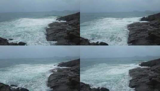 海浪撞击洛基海岸高清在线视频素材下载