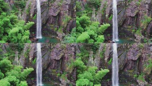 浙江宁波宁海雁苍山瀑布风景航拍高清在线视频素材下载