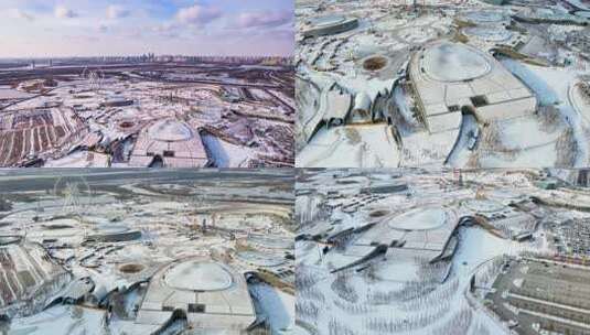 4K哈尔滨26届冰雪大世界搭建高清在线视频素材下载