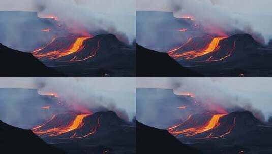 火山岩浆喷发高清在线视频素材下载