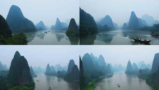 桂林山水 烟雨漓江高清在线视频素材下载