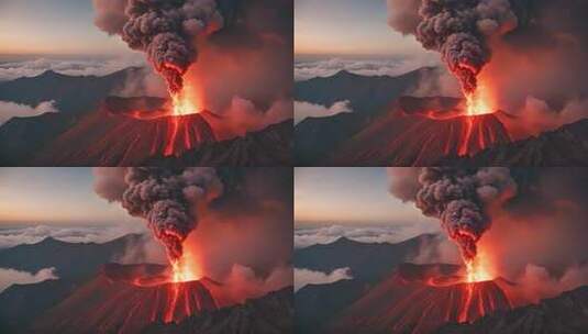 火山喷发壮丽自然景观高清在线视频素材下载