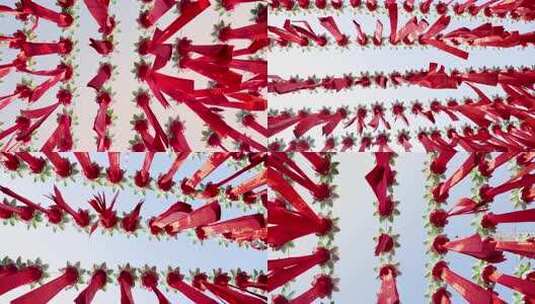 杭州灵顺寺新年祝福祈福红丝带升格合集高清在线视频素材下载