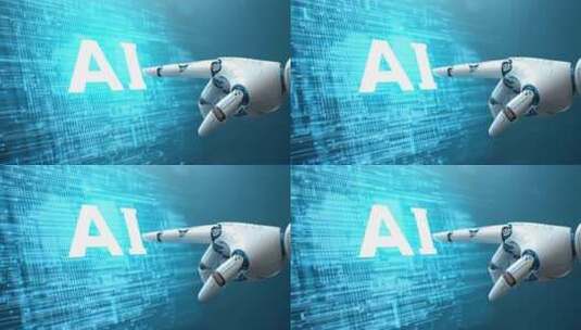 机械手指点击AI字样画面高清在线视频素材下载