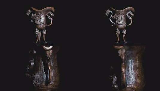 三足瑞兽酒樽爵角杯工艺品酒杯樽杯高清在线视频素材下载