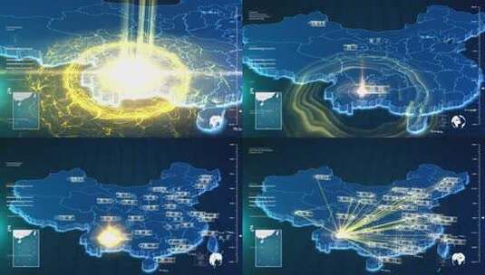 昆明辐射地图高清AE视频素材下载