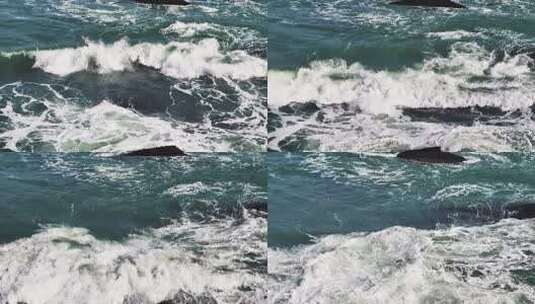 空中俯瞰波涛汹涌的海浪高清在线视频素材下载