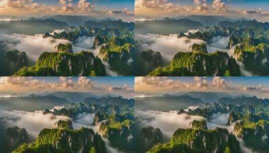 山峦云海壮美全景高清在线视频素材下载